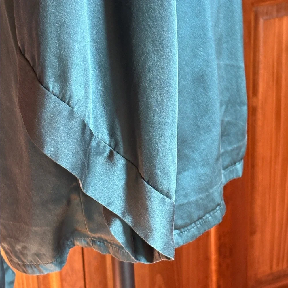 Journelle 100% Silk Elegant Dark Green Women's short kimono Robe Sz L